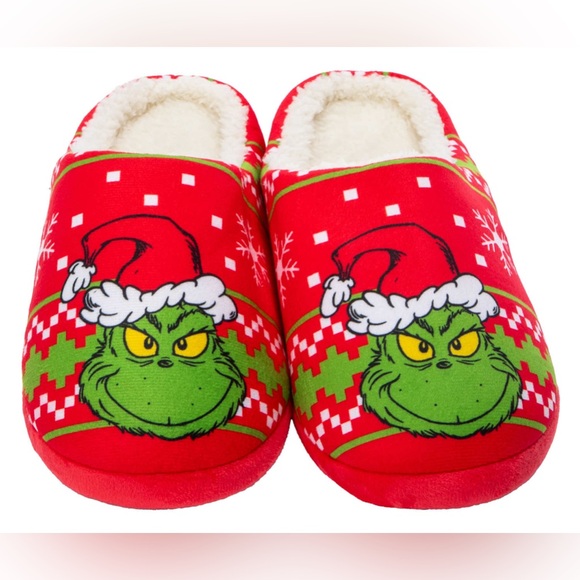 Dr. Seuss The Grinch Christmas Fleece-Lined Unisex Slippers - Picture 1 of 5